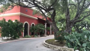 Entrance of La Hacienda de Los Barrios restaurant in San Antonio, Texas